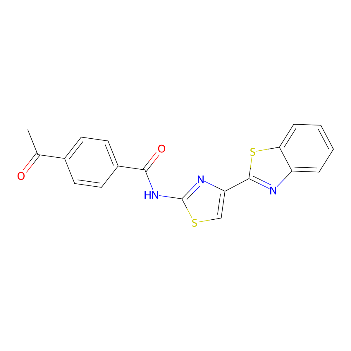 4-acetyl-N-[4-(1,3-benzothiazol-2-yl)-1,3-thiazol-2-yl]benzamide molecular structure, CAS 477535-12-9