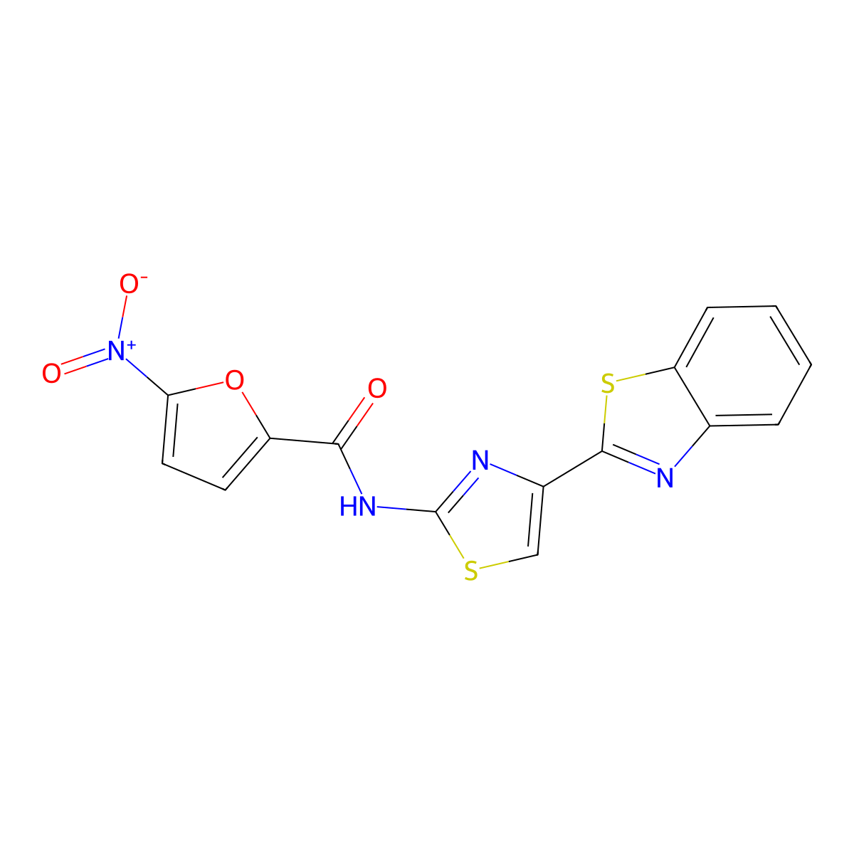 N-[4-(1,3-benzothiazol-2-yl)-1,3-thiazol-2-yl]-5-nitrofuran-2-carboxamide molecular structure, CAS 477535-15-2