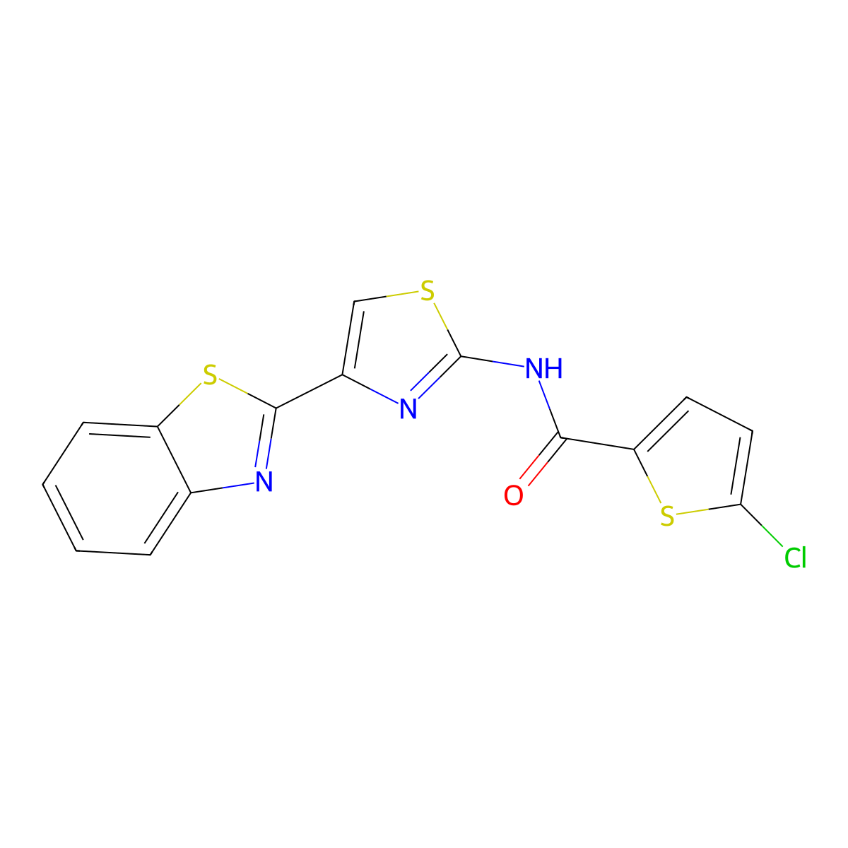 N-[4-(1,3-benzothiazol-2-yl)-1,3-thiazol-2-yl]-5-chlorothiophene-2-carboxamide molecular structure, CAS 477535-17-4