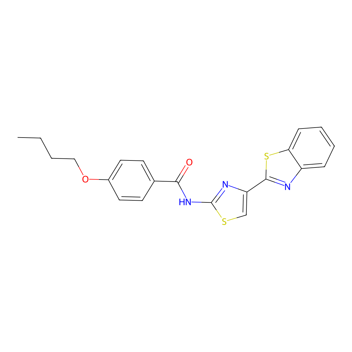 N-[4-(1,3-benzothiazol-2-yl)-1,3-thiazol-2-yl]-4-butoxybenzamide molecular structure, CAS 477535-86-7