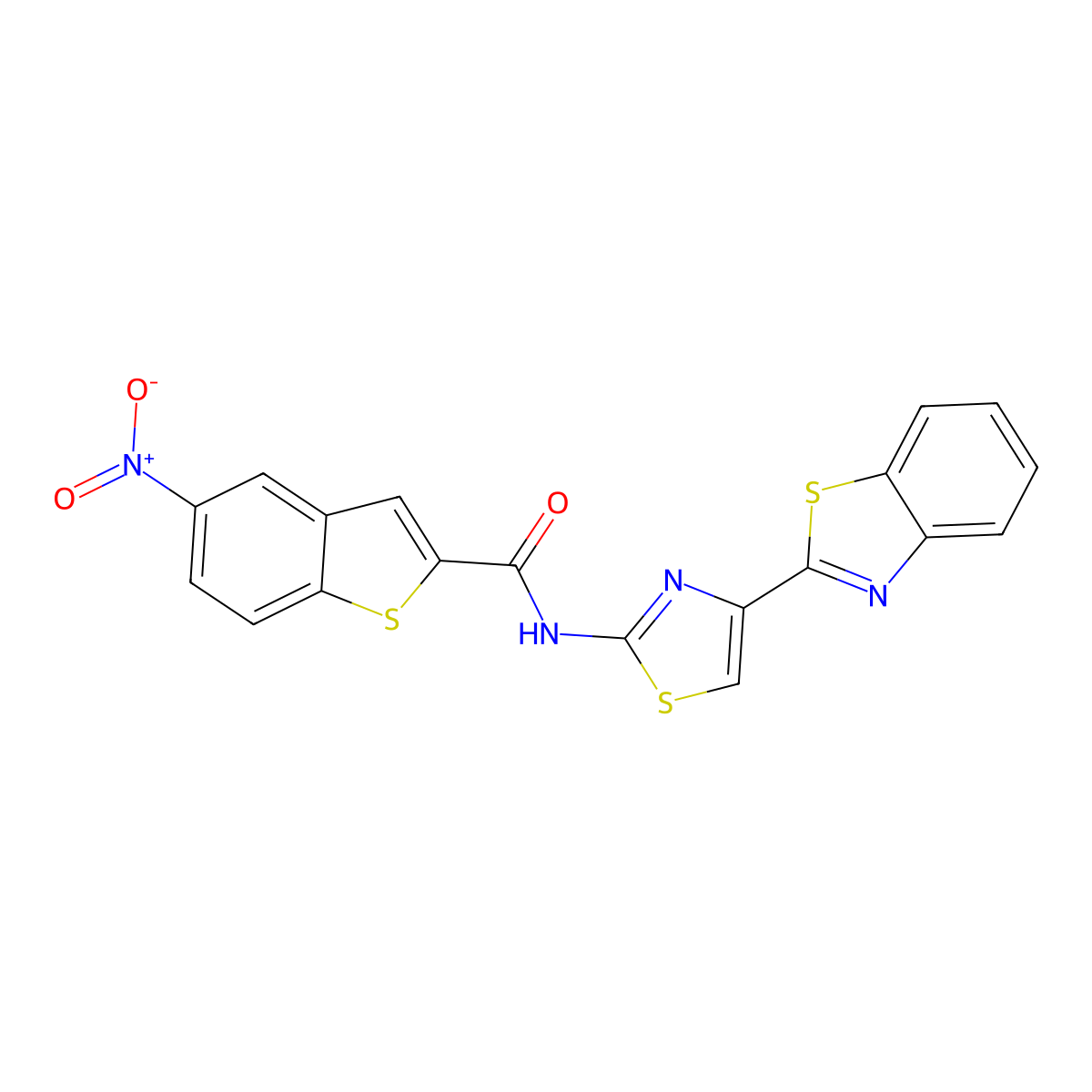 N-[4-(1,3-benzothiazol-2-yl)-1,3-thiazol-2-yl]-5-nitro-1-benzothiophene-2-carboxamide molecular structure, CAS 477535-89-0