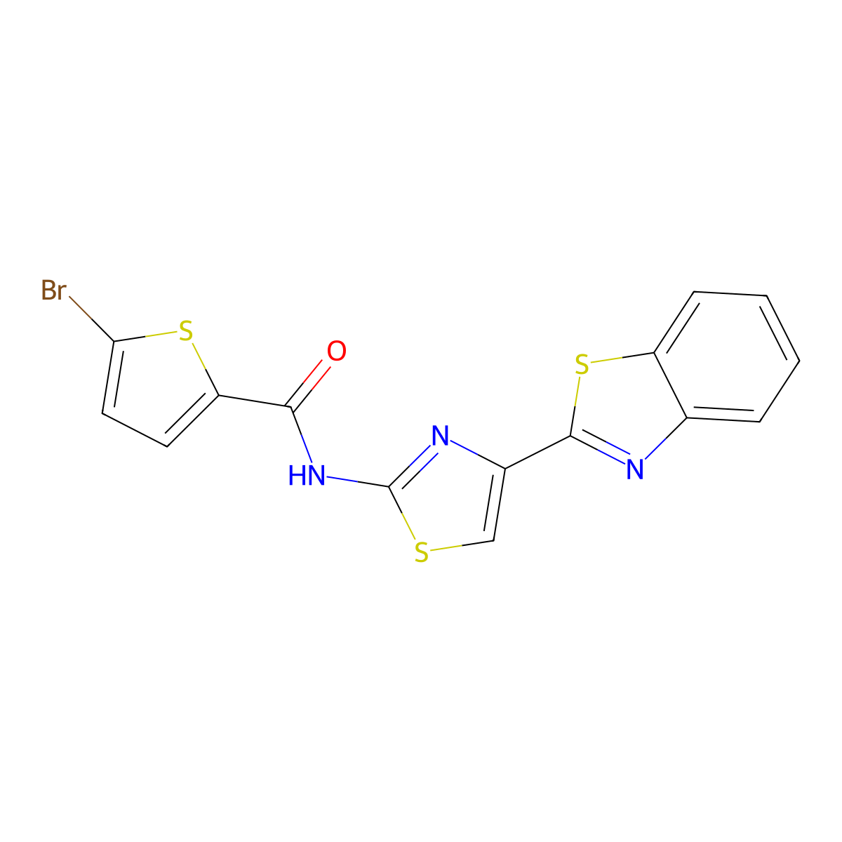 N-[4-(1,3-benzothiazol-2-yl)-1,3-thiazol-2-yl]-5-bromothiophene-2-carboxamide molecular structure, CAS 477535-90-3