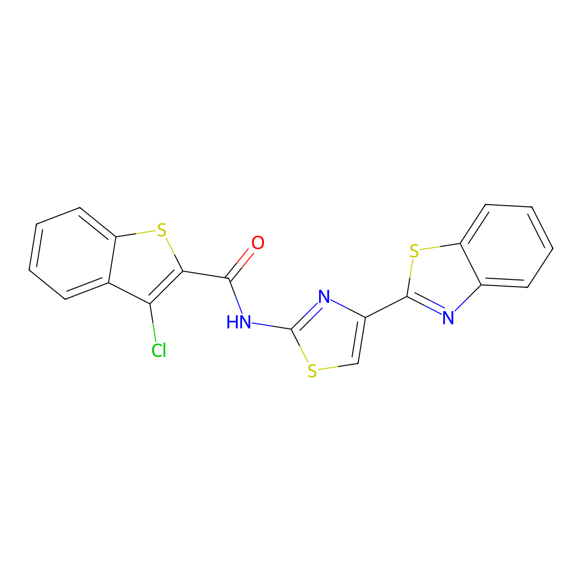 N-[4-(1,3-benzothiazol-2-yl)-1,3-thiazol-2-yl]-3-chloro-1-benzothiophene-2-carboxamide molecular structure, CAS 477535-92-5