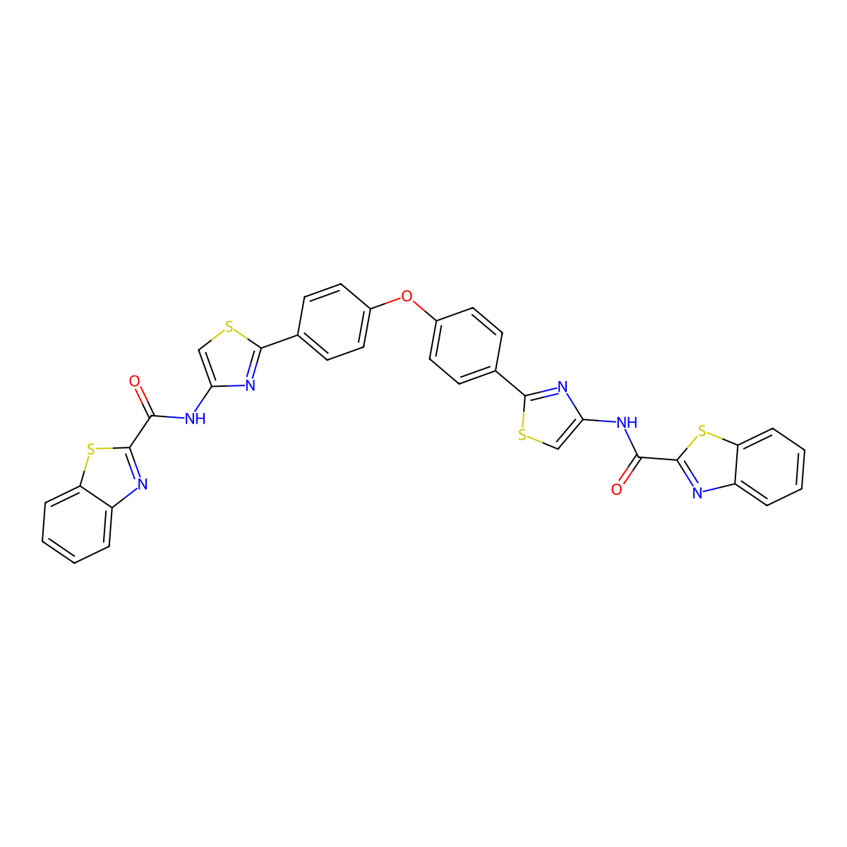 N-[2-[4-[4-[4-(1,3-benzothiazole-2-carbonylamino)-1,3-thiazol-2-yl]phenoxy]phenyl]-1,3-thiazol-4-yl]-1,3-benzothiazole-2-carboxamide molecular structure, CAS 477535-97-0