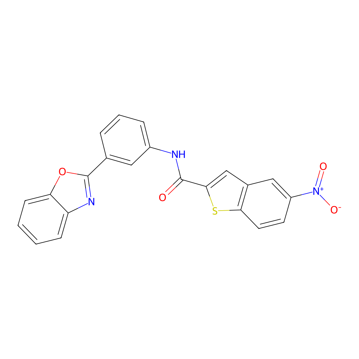 N-[3-(1,3-benzoxazol-2-yl)phenyl]-5-nitro-1-benzothiophene-2-carboxamide molecular structure, CAS 477536-24-6