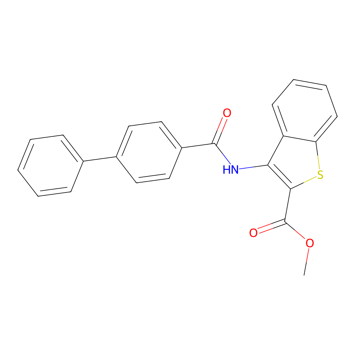Methyl 3-[(4-phenylbenzoyl)amino]-1-benzothiophene-2-carboxylate molecular structure, CAS 477537-59-0