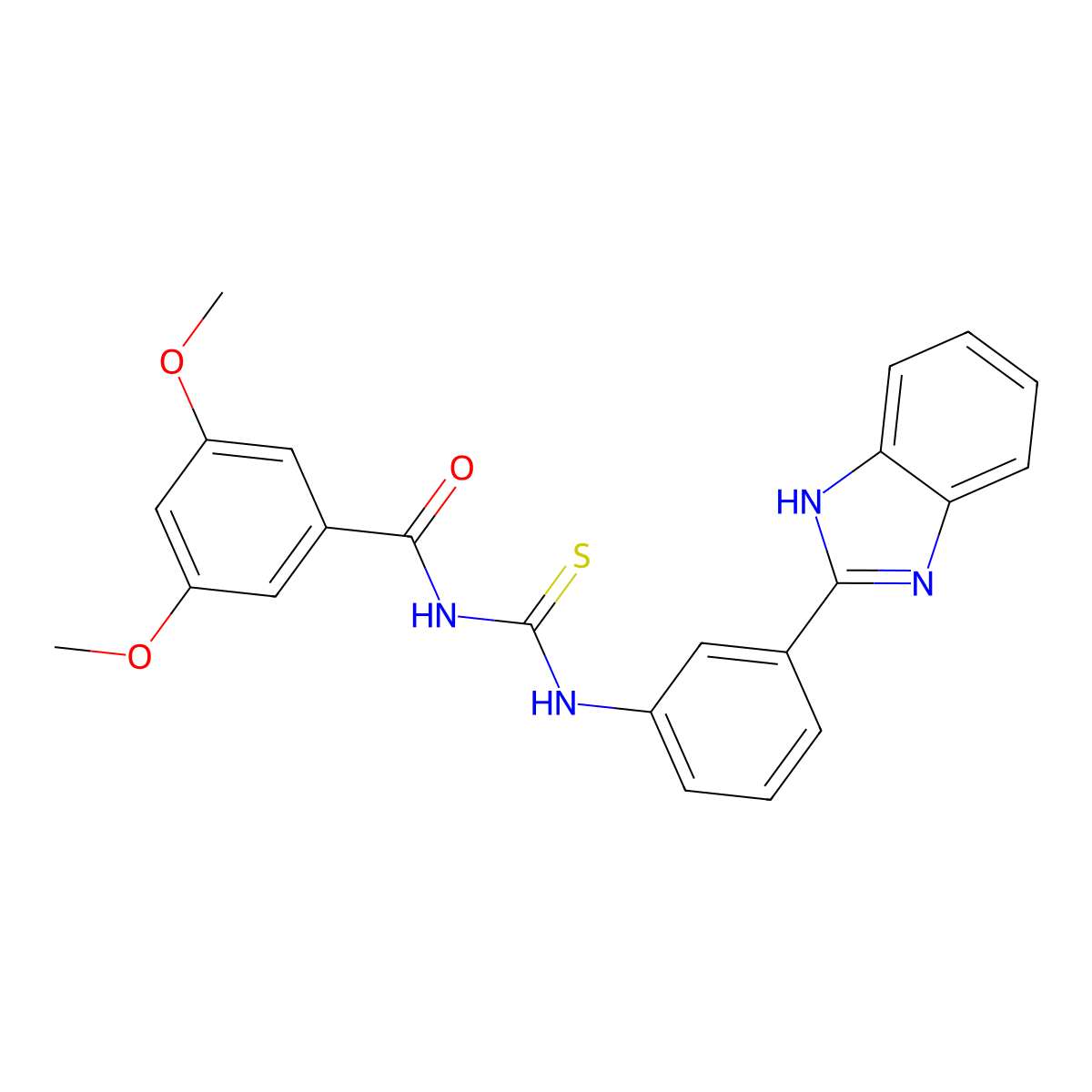 N-((3-(1H-benzo[d]imidazol-2-yl)phenyl)carbamothioyl)-3,5-dimethoxybenzamide molecular structure, CAS 477537-73-8