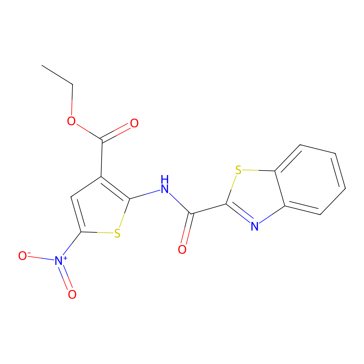 Ethyl 2-(benzo[d]thiazole-2-carboxamido)-5-nitrothiophene-3-carboxylate molecular structure, CAS 477537-99-8