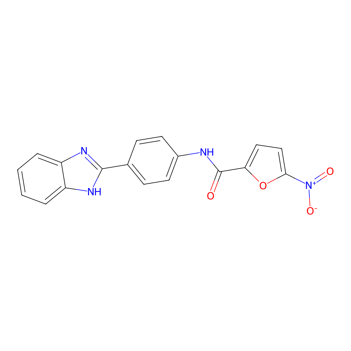 N-(4-(1H-benzo[d]imidazol-2-yl)phenyl)-5-nitrofuran-2-carboxamide molecular structure, CAS 477538-09-3