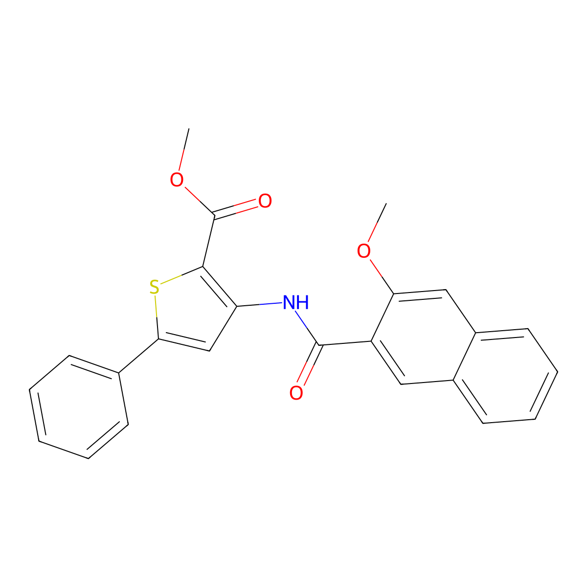 Methyl 3-[(3-methoxynaphthalene-2-carbonyl)amino]-5-phenylthiophene-2-carboxylate molecular structure, CAS 477538-20-8