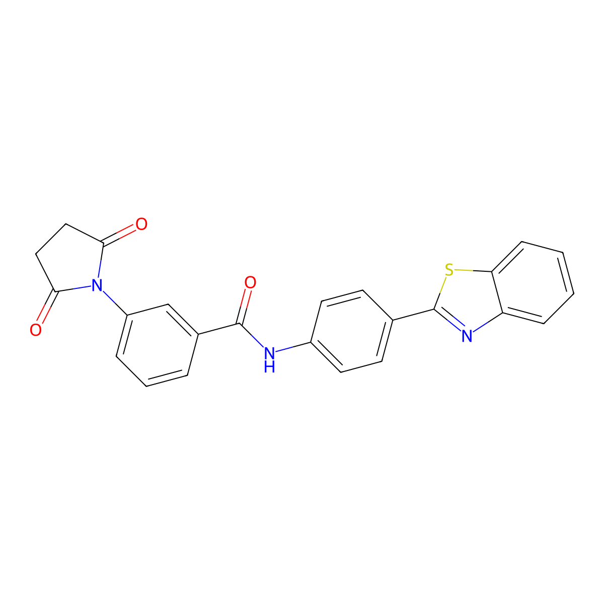N-[4-(1,3-benzothiazol-2-yl)phenyl]-3-(2,5-dioxopyrrolidin-1-yl)benzamide molecular structure, CAS 477538-30-0