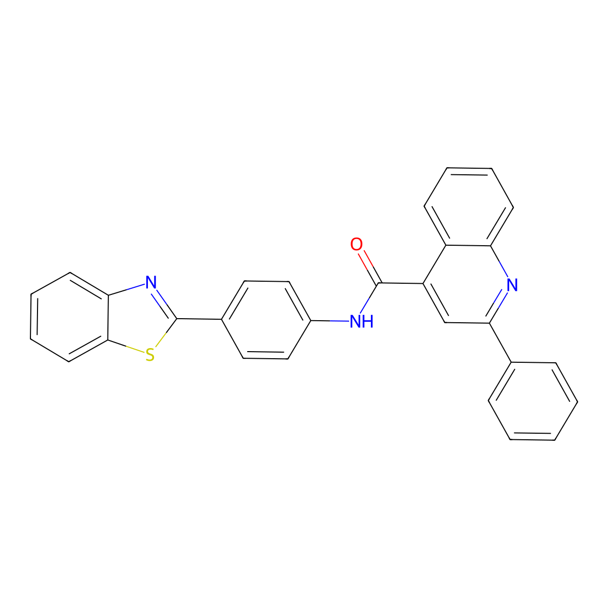N-[4-(1,3-benzothiazol-2-yl)phenyl]-2-phenylquinoline-4-carboxamide molecular structure, CAS 477538-33-3