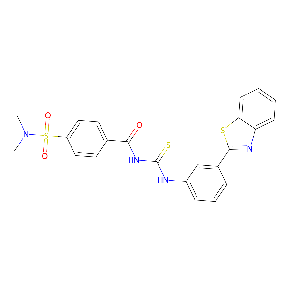 N-((3-(benzo[d]thiazol-2-yl)phenyl)carbamothioyl)-4-(N,N-dimethylsulfamoyl)benzamide molecular structure, CAS 477538-76-4