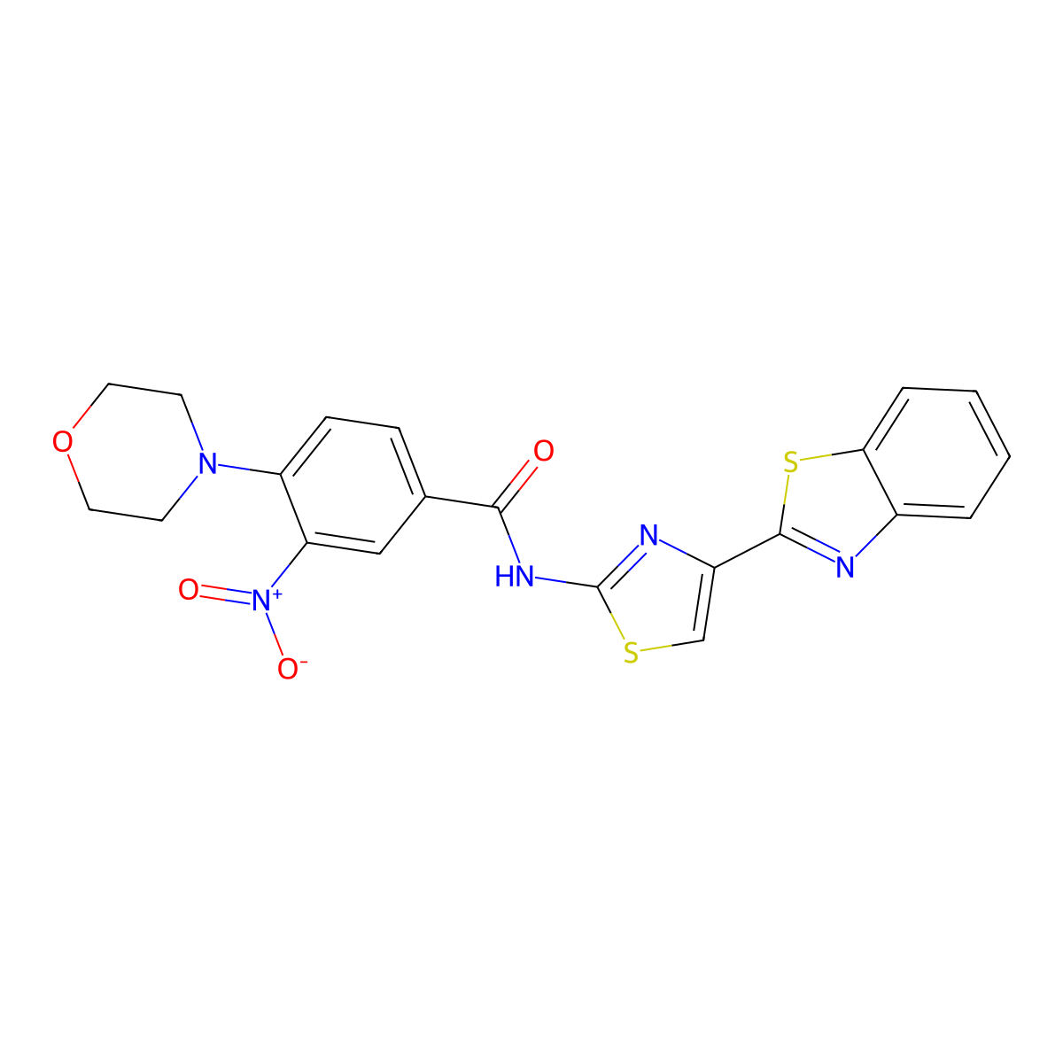 N-(4-(benzo[d]thiazol-2-yl)thiazol-2-yl)-4-morpholino-3-nitrobenzamide molecular structure, CAS 477538-95-7