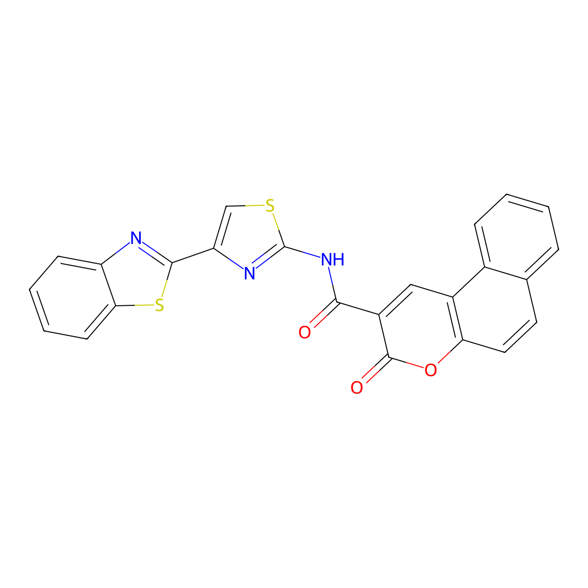 N-[4-(1,3-benzothiazol-2-yl)-1,3-thiazol-2-yl]-3-oxo-3H-benzo[f]chromene-2-carboxamide molecular structure, CAS 477538-99-1