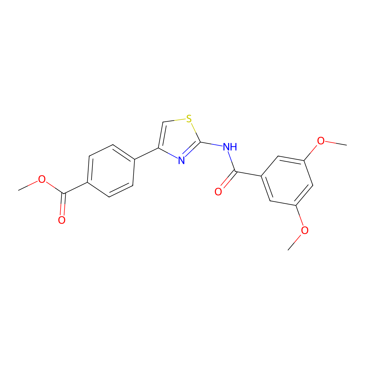 Methyl 4-(2-(3,5-dimethoxybenzamido)thiazol-4-yl)benzoate molecular structure, CAS 477539-01-8