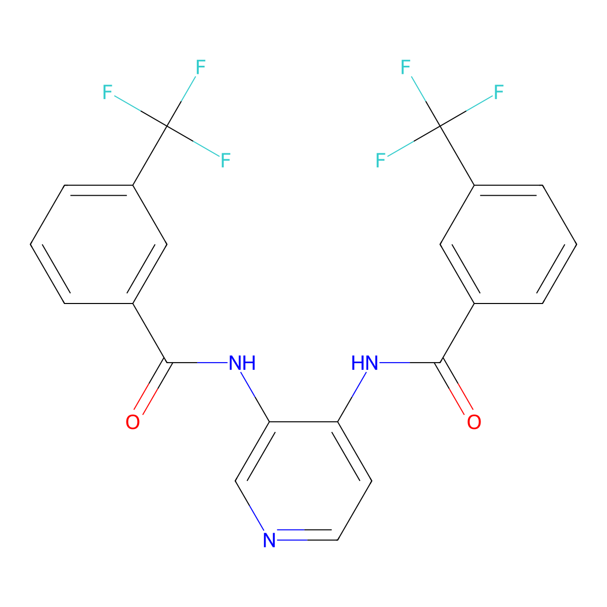3-(trifluoromethyl)-N-[3-[[3-(trifluoromethyl)benzoyl]amino]pyridin-4-yl]benzamide molecular structure, CAS 477539-22-3