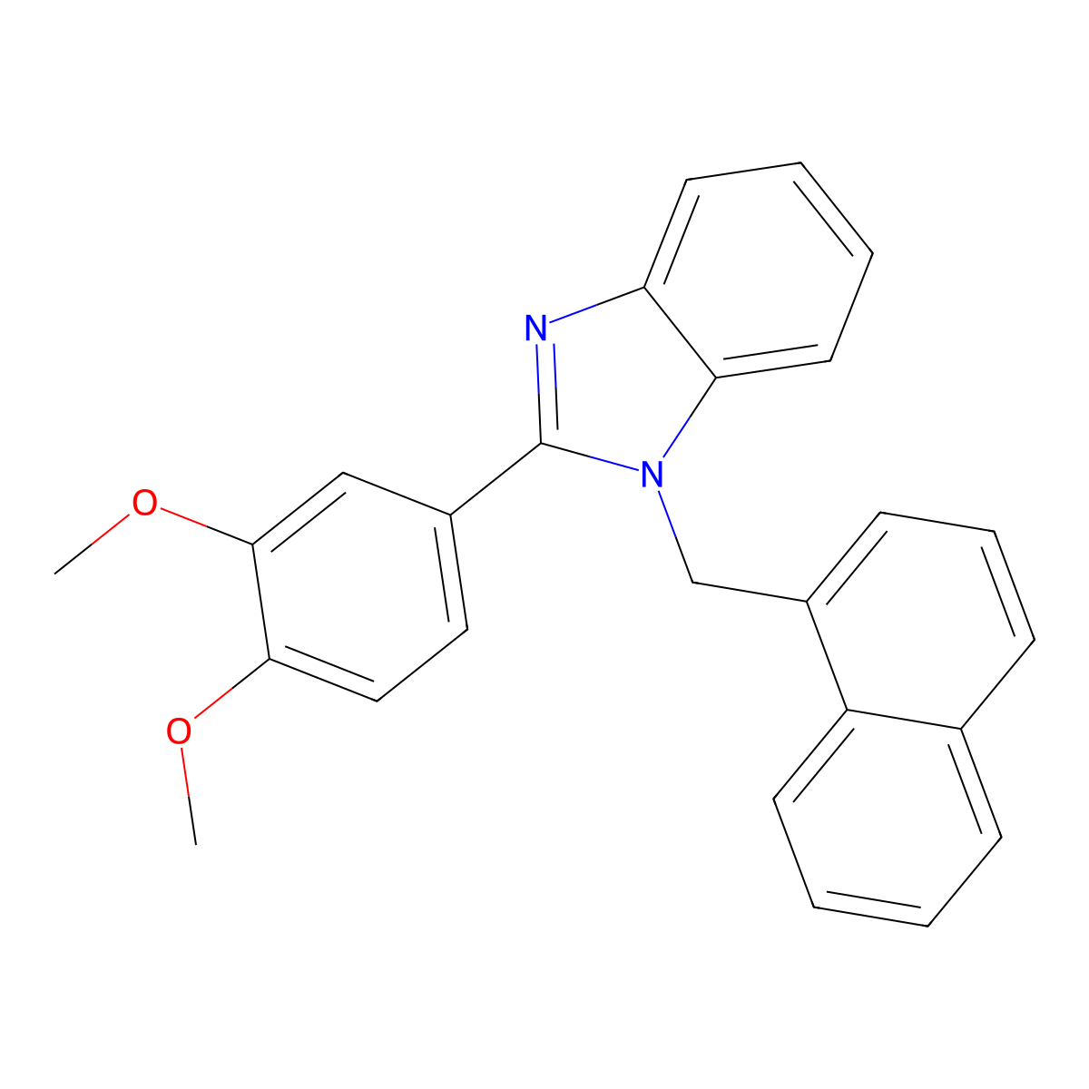 2-(3,4-dimethoxyphenyl)-1-(naphthalen-1-ylmethyl)-1H-benzo[d]imidazole molecular structure, CAS 477543-06-9