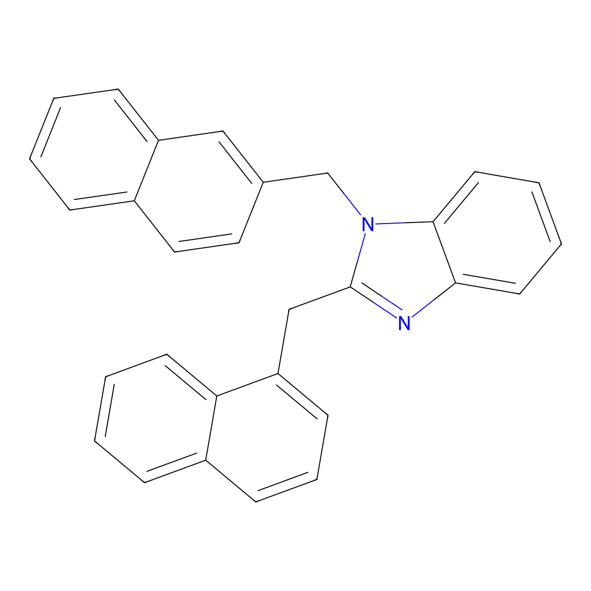 2-(naphthalen-1-ylmethyl)-1-(naphthalen-2-ylmethyl)-1H-benzo[d]imidazole molecular structure, CAS 477543-51-4