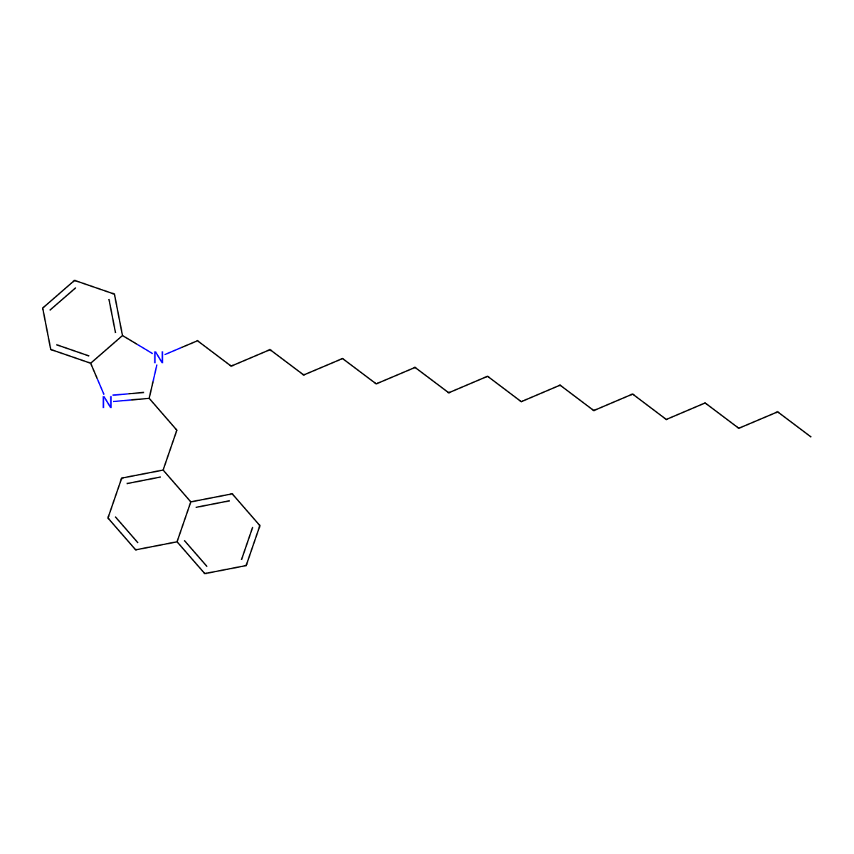 2-(naphthalen-1-ylmethyl)-1-octadecyl-1H-benzo[d]imidazole molecular structure, CAS 477543-52-5