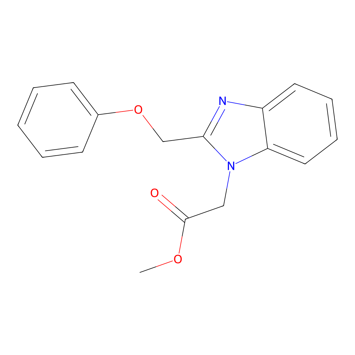 methyl 2-(2-(phenoxymethyl)-1H-benzo[d]imidazol-1-yl)acetate molecular structure, CAS 477543-83-2