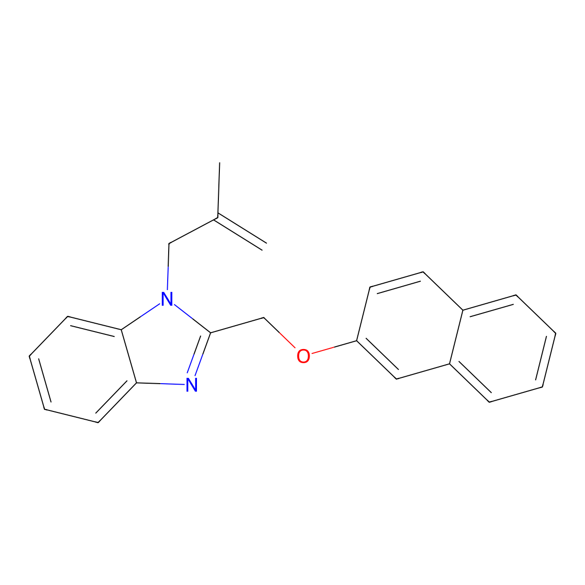 1-(2-methylallyl)-2-((naphthalen-2-yloxy)methyl)-1H-benzo[d]imidazole molecular structure, CAS 477543-86-5