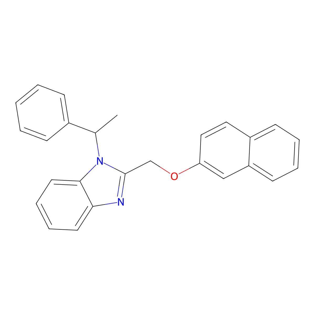 2-{[1-(Phenylethyl)benzimidazol-2-yl]methoxy}naphthalene molecular structure, CAS 477543-87-6