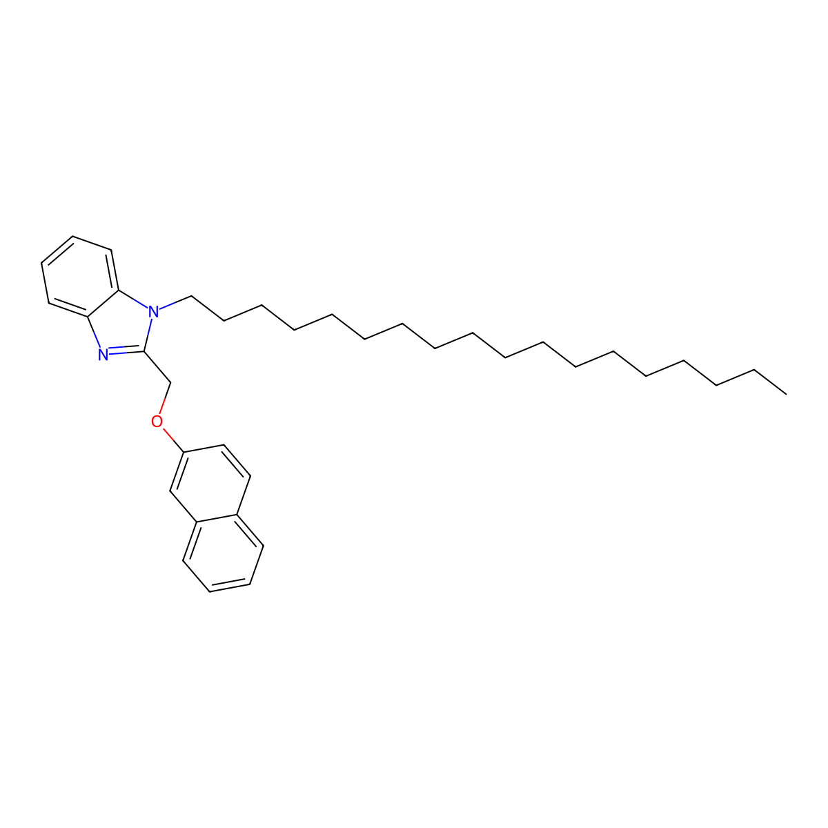2-[(naphthalen-2-yloxy)methyl]-1-octadecyl-1H-1,3-benzodiazole molecular structure, CAS 477543-90-1