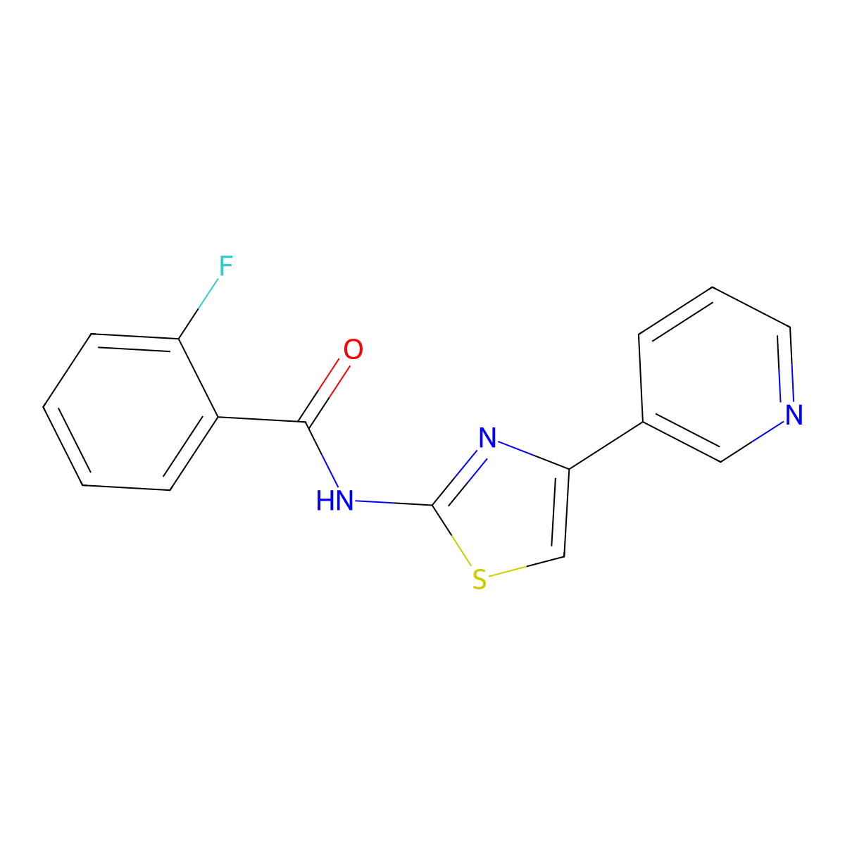 2-fluoro-N-(4-pyridin-3-yl-1,3-thiazol-2-yl)benzamide molecular structure, CAS 477544-73-3