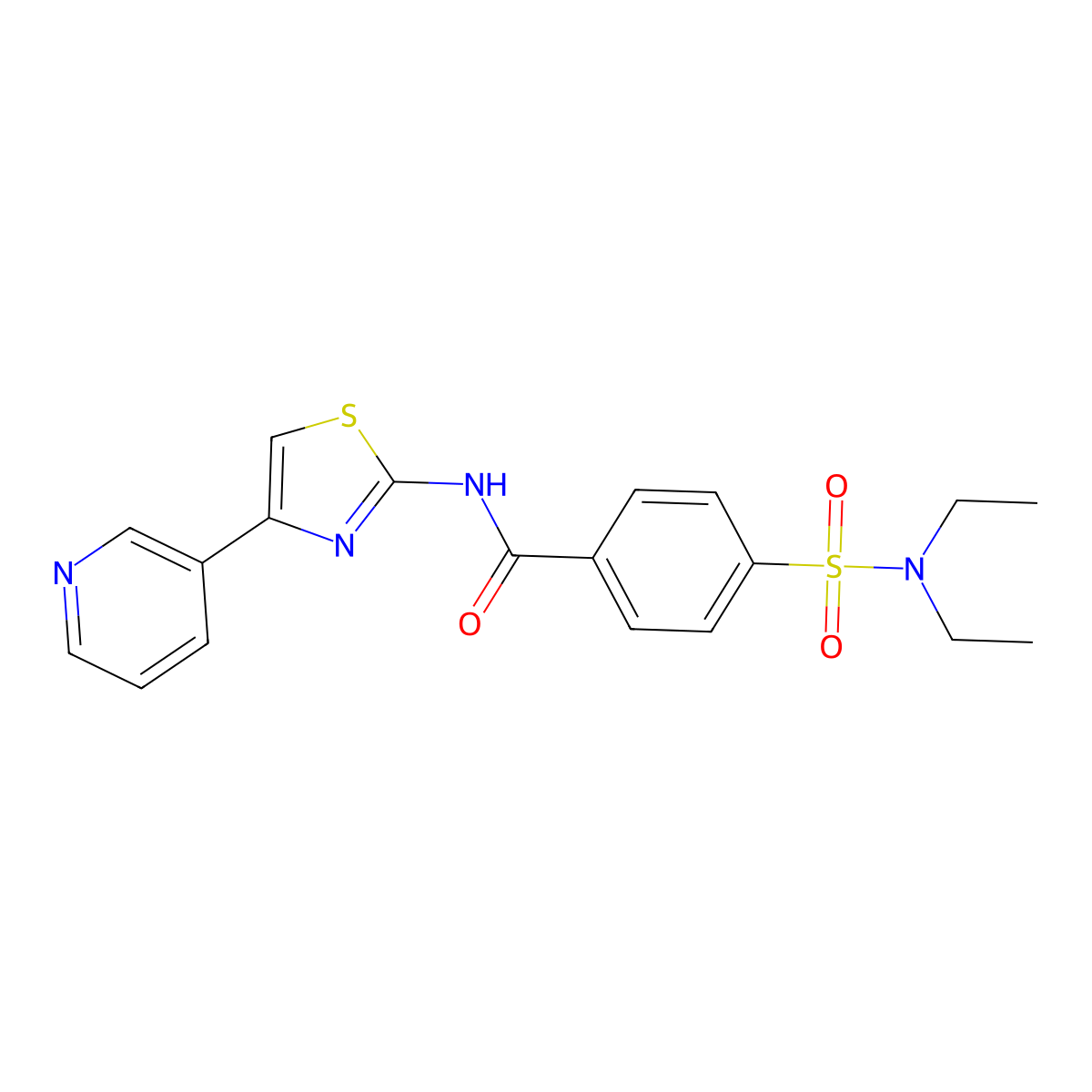 4-(N,N-diethylsulfamoyl)-N-(4-(pyridin-3-yl)thiazol-2-yl)benzamide molecular structure, CAS 477544-80-2