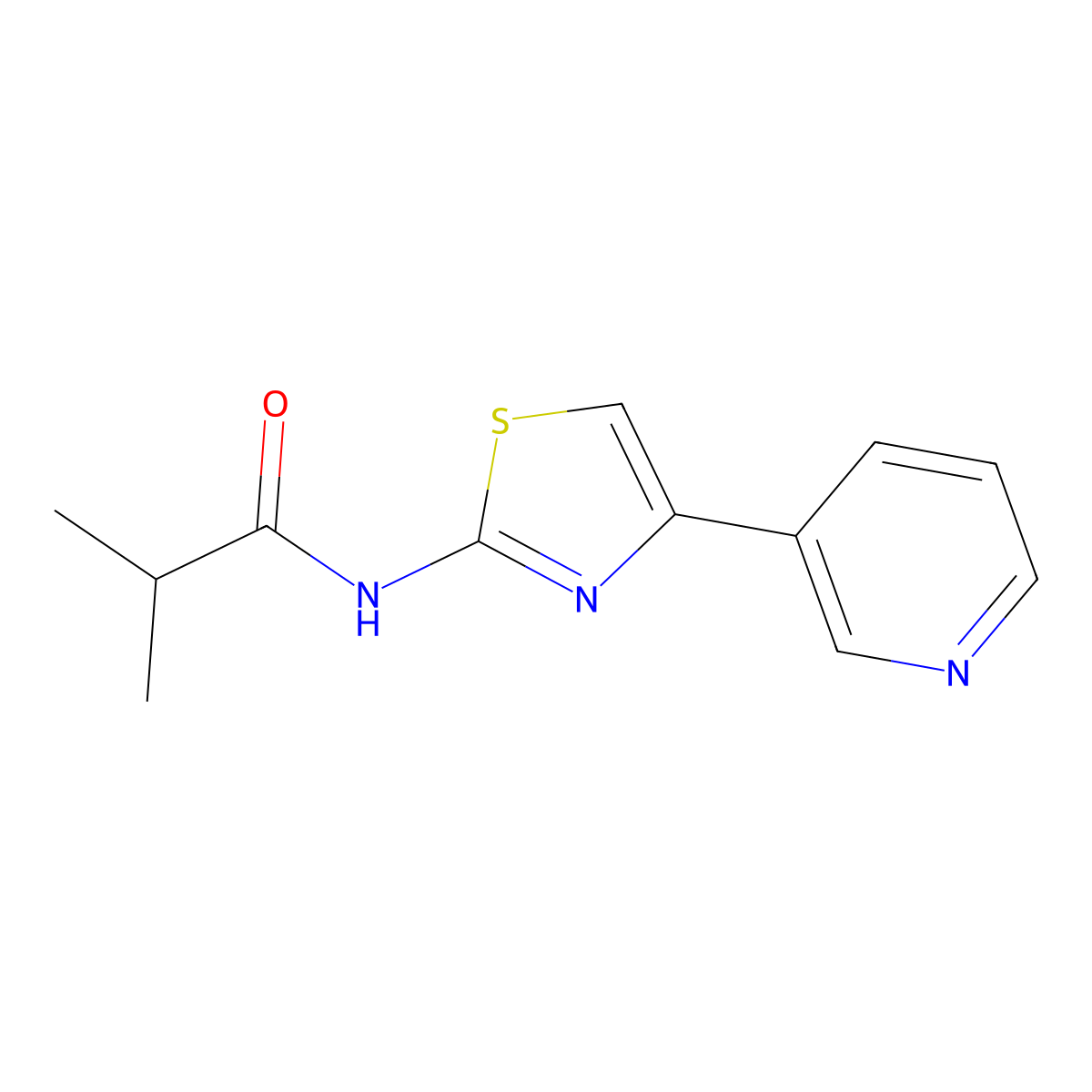 2-methyl-N-[4-(pyridin-3-yl)-1,3-thiazol-2-yl]propanamide molecular structure, CAS 477544-81-3