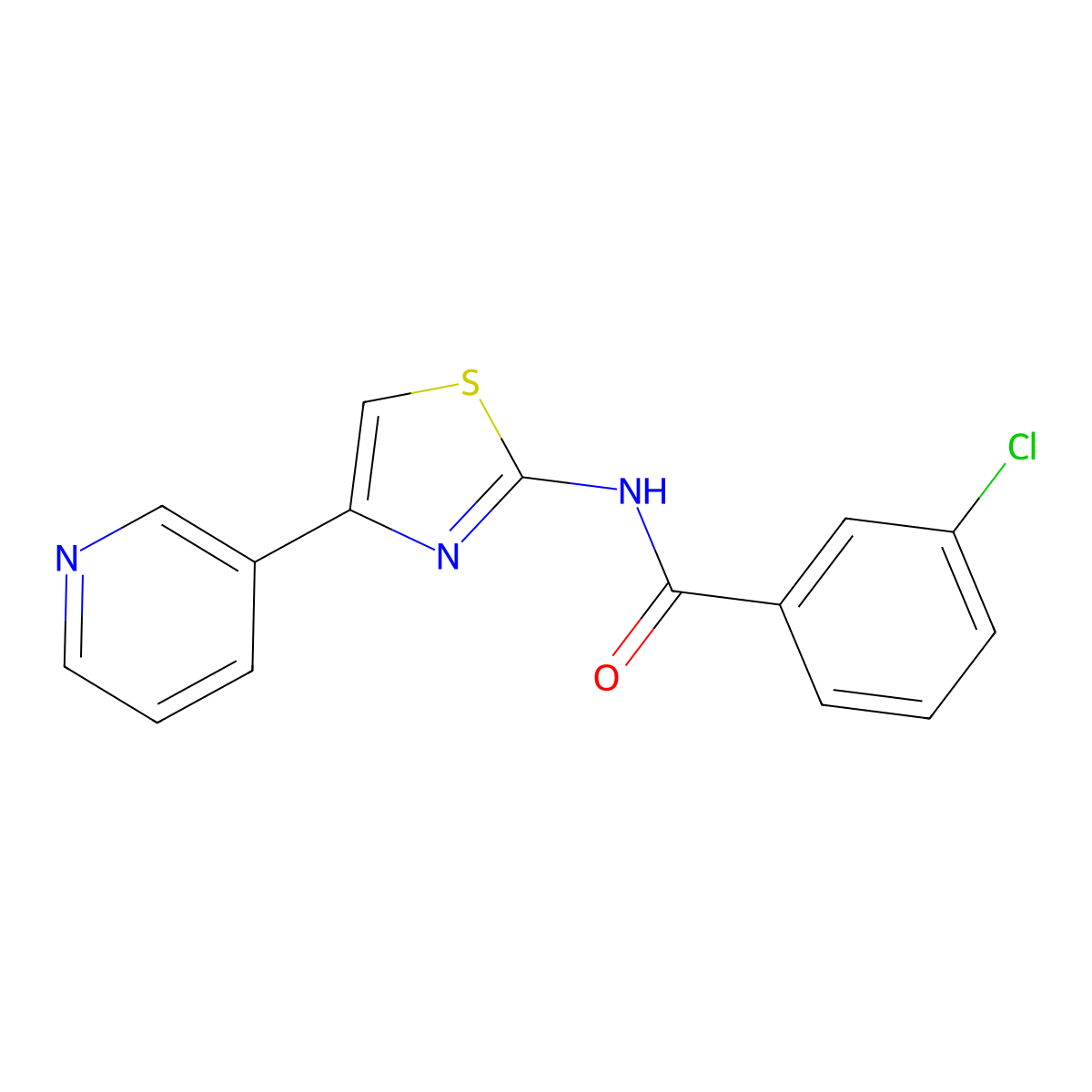 3-chloro-N-[4-(pyridin-3-yl)-1,3-thiazol-2-yl]benzamide molecular structure, CAS 477544-90-4