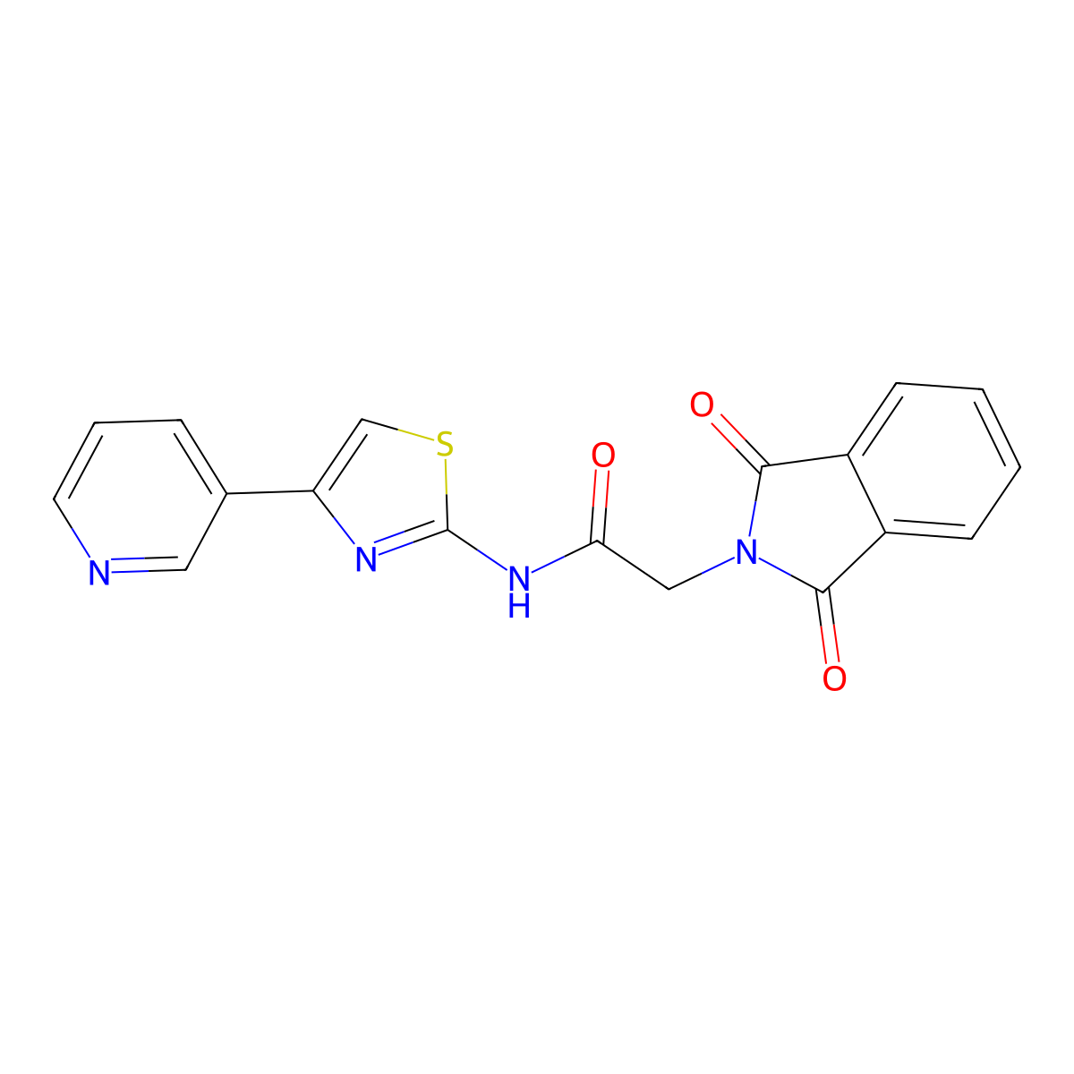 2-(1,3-dioxoisoindolin-2-yl)-N-(4-(pyridin-3-yl)thiazol-2-yl)acetamide molecular structure, CAS 477544-91-5
