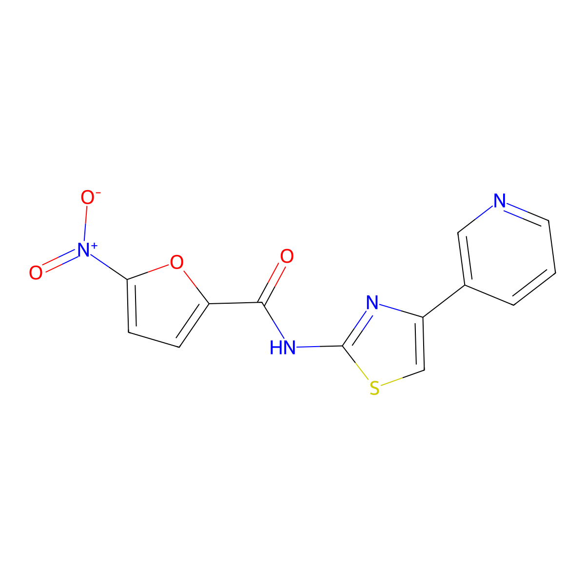 5-nitro-N-(4-(pyridin-3-yl)thiazol-2-yl)furan-2-carboxamide molecular structure, CAS 477544-92-6