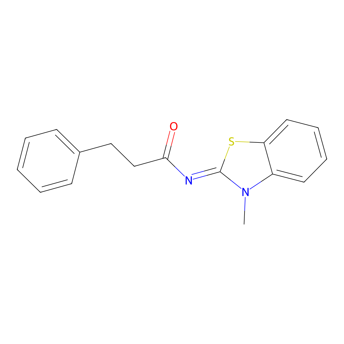 N-(3-methyl-1,3-benzothiazol-2-ylidene)-3-phenylpropanamide molecular structure, CAS 477545-44-1
