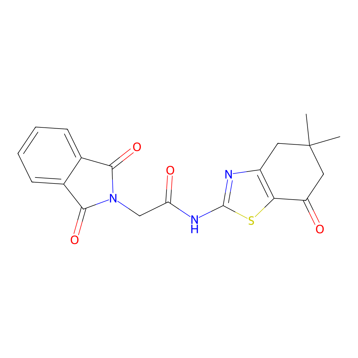 N-(5,5-dimethyl-7-oxo-4,6-dihydro-1,3-benzothiazol-2-yl)-2-(1,3-dioxoisoindol-2-yl)acetamide molecular structure, CAS 477545-57-6