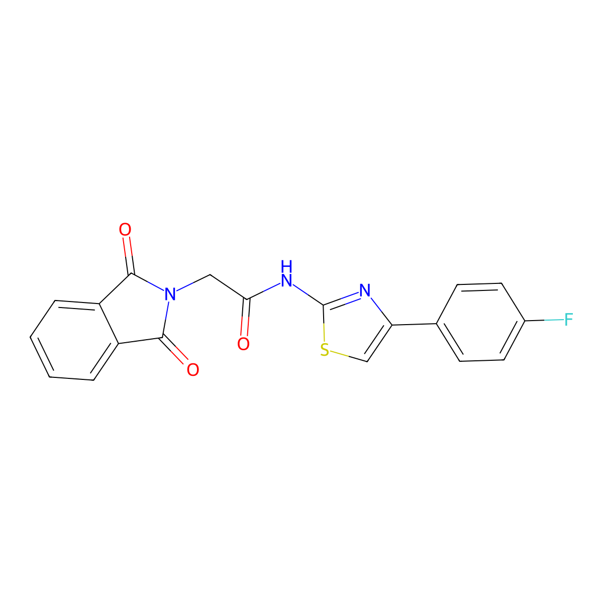 2-(1,3-dioxoisoindolin-2-yl)-N-(4-(4-fluorophenyl)thiazol-2-yl)acetamide molecular structure, CAS 477545-66-7