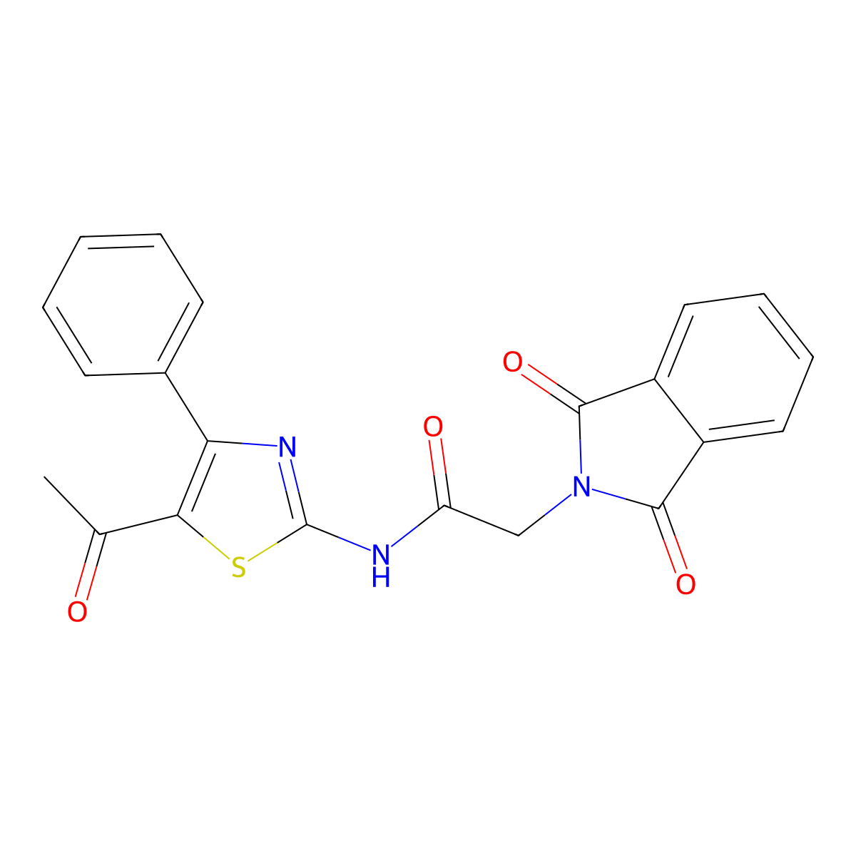 N-(5-acetyl-4-phenylthiazol-2-yl)-2-(1,3-dioxoisoindolin-2-yl)acetamide molecular structure, CAS 477545-67-8