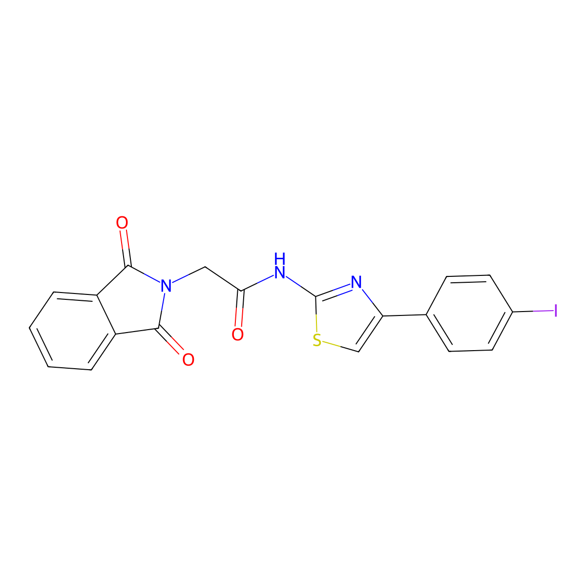 2-(1,3-dioxoisoindol-2-yl)-N-[4-(4-iodophenyl)-1,3-thiazol-2-yl]acetamide molecular structure, CAS 477545-68-9