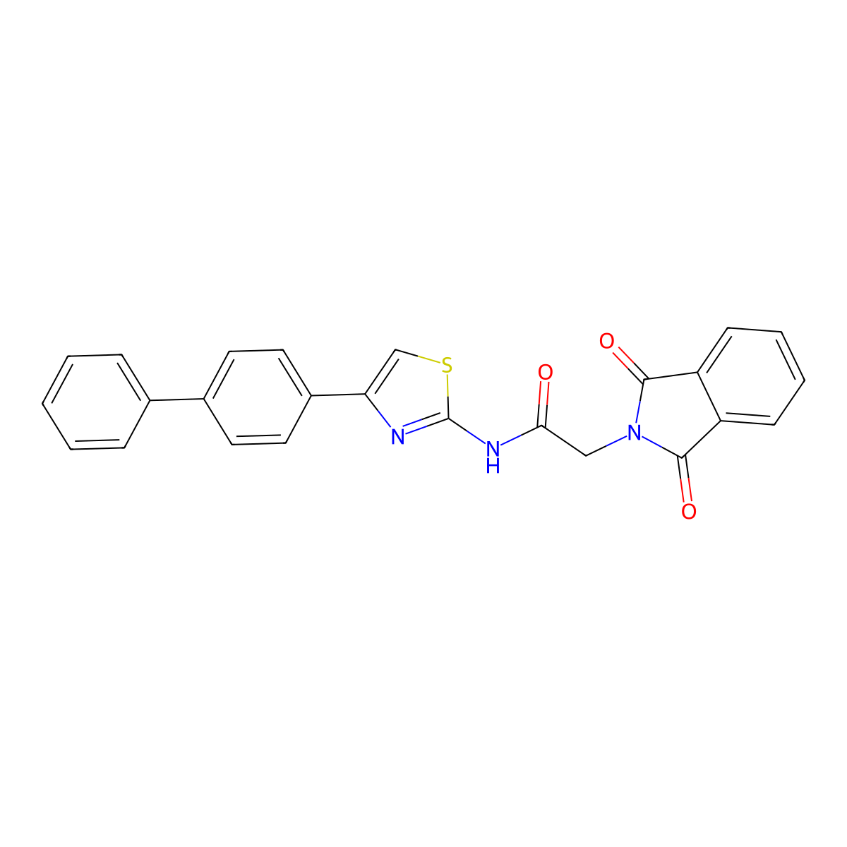 2-(1,3-dioxoisoindol-2-yl)-N-[4-(4-phenylphenyl)-1,3-thiazol-2-yl]acetamide molecular structure, CAS 477545-71-4