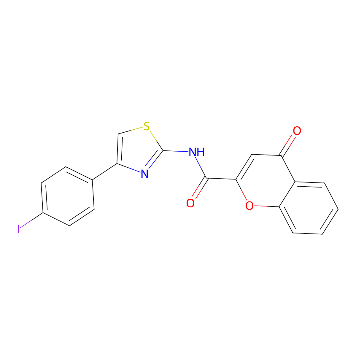 N-(4-(4-iodophenyl)thiazol-2-yl)-4-oxo-4H-chromene-2-carboxamide molecular structure, CAS 477546-00-2