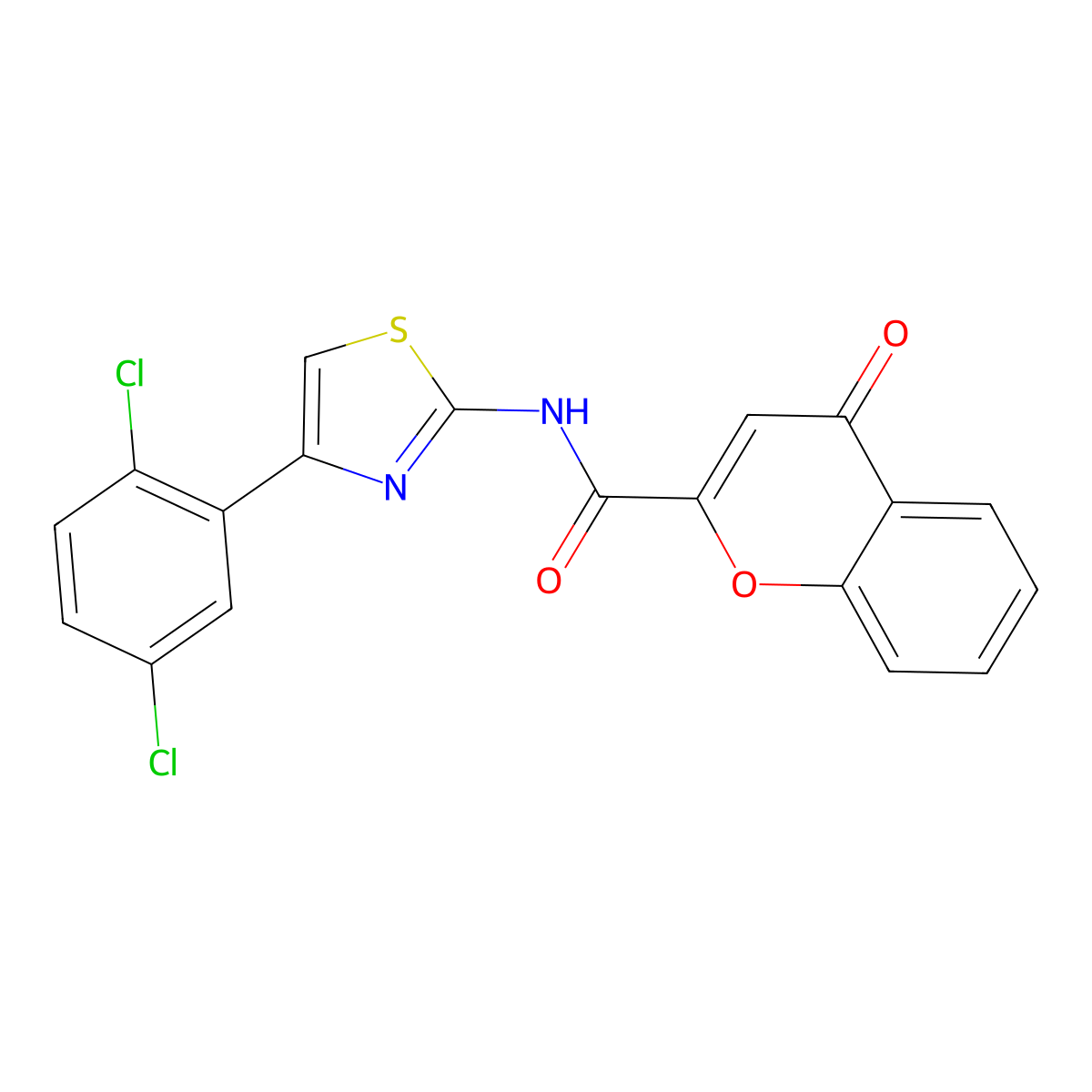 N-(4-(2,5-dichlorophenyl)thiazol-2-yl)-4-oxo-4H-chromene-2-carboxamide molecular structure, CAS 477546-01-3