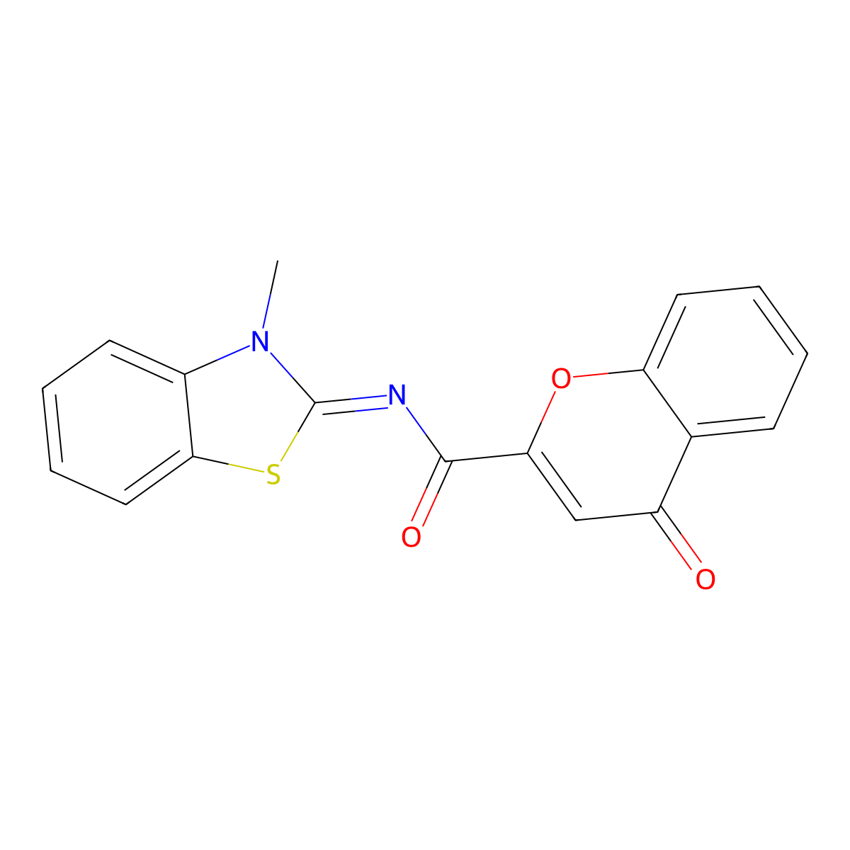 N-(3-methyl-1,3-benzothiazol-2-ylidene)-4-oxochromene-2-carboxamide molecular structure, CAS 477546-06-8