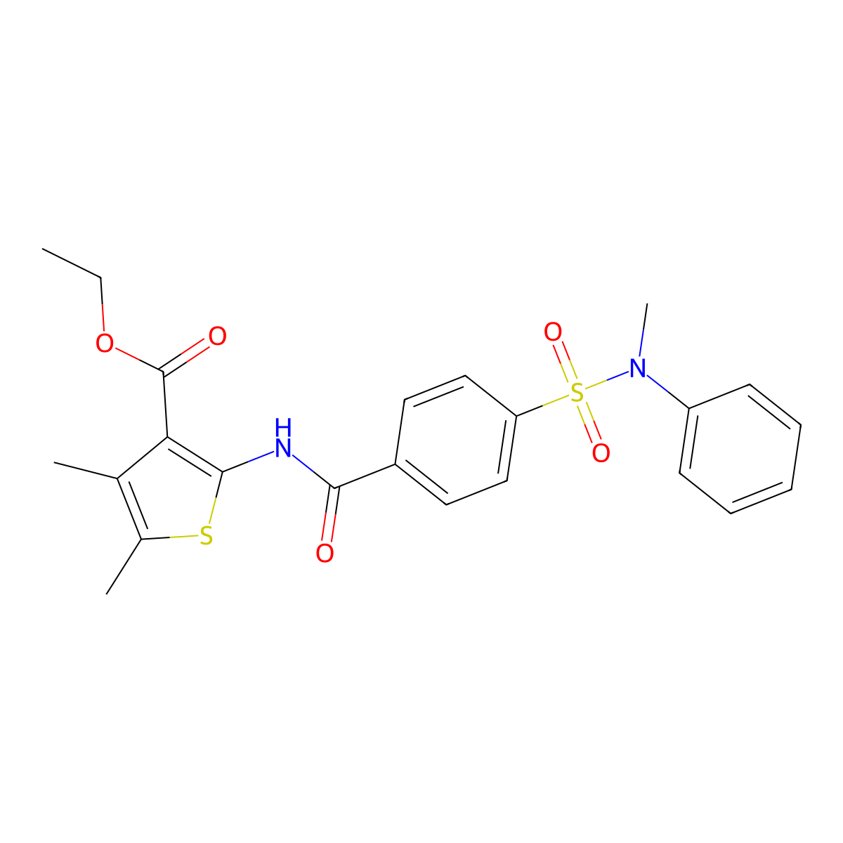 Ethyl 4,5-dimethyl-2-{4-[methyl(phenyl)sulfamoyl]benzamido}thiophene-3-carboxylate molecular structure, CAS 477546-11-5