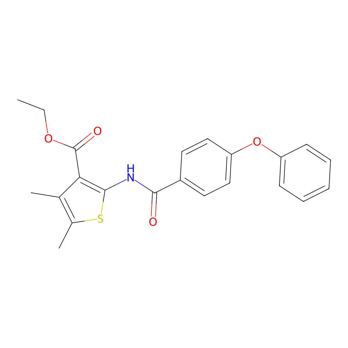 Ethyl 4,5-dimethyl-2-(4-phenoxybenzamido)thiophene-3-carboxylate molecular structure, CAS 477546-14-8