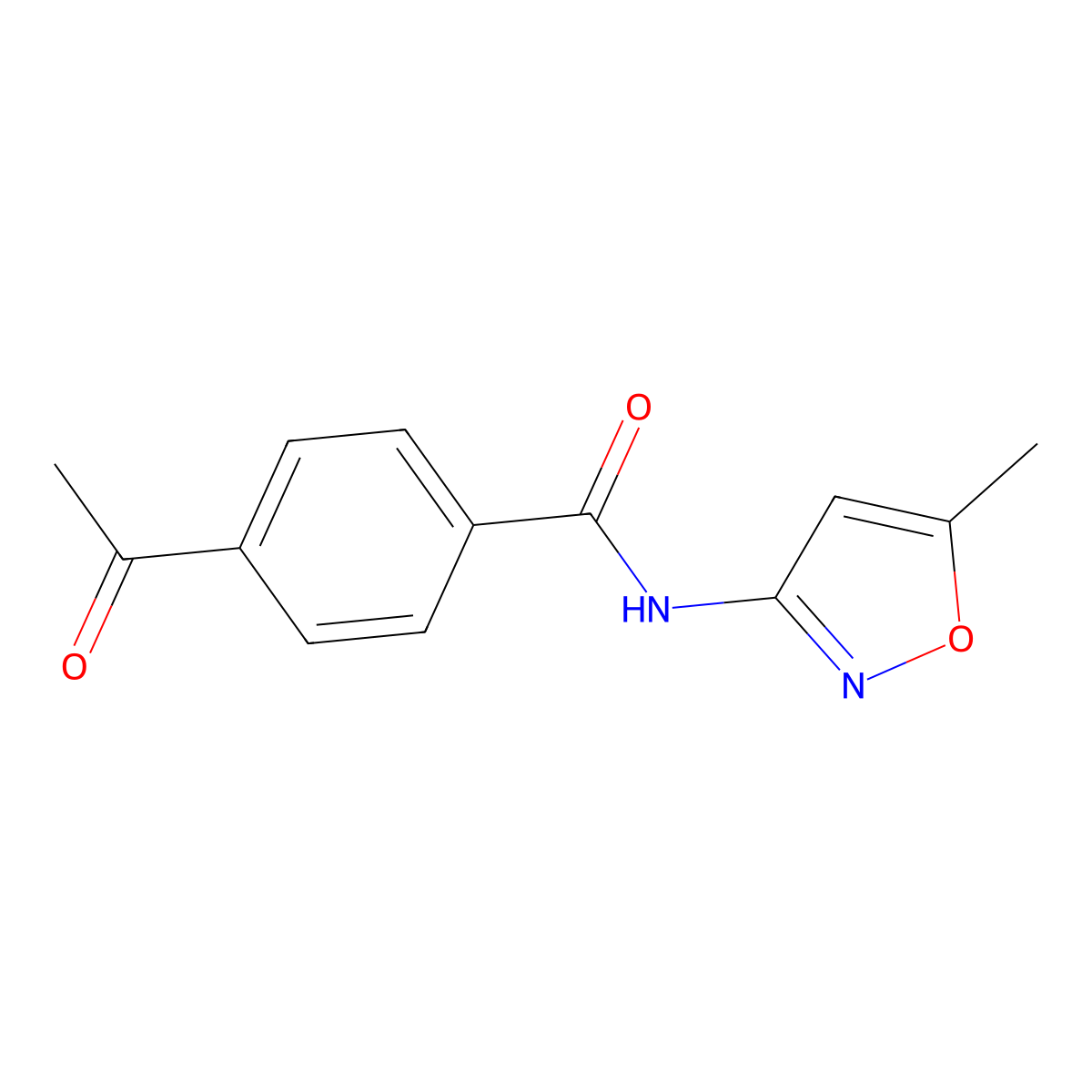 4-acetyl-N-(5-methyl-1,2-oxazol-3-yl)benzamide molecular structure, CAS 477546-46-6