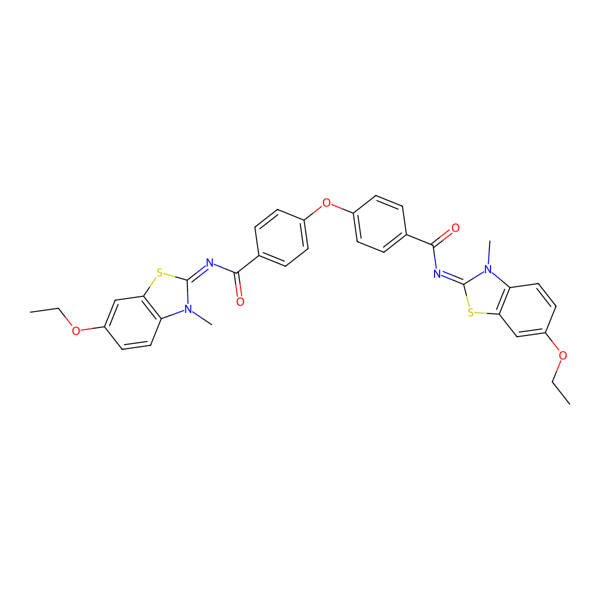 N-(6-ethoxy-3-methyl-1,3-benzothiazol-2-ylidene)-4-[4-[(6-ethoxy-3-methyl-1,3-benzothiazol-2-ylidene)carbamoyl]phenoxy]benzamide molecular structure, CAS 477546-58-0