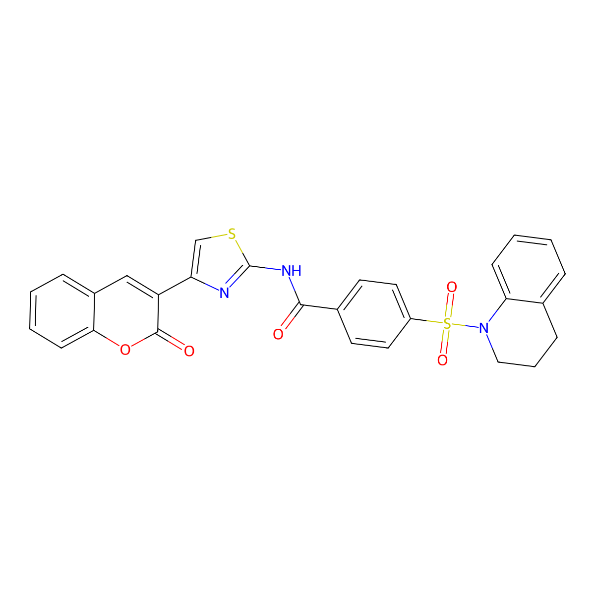 4-(3,4-dihydro-2H-quinolin-1-ylsulfonyl)-N-[4-(2-oxochromen-3-yl)-1,3-thiazol-2-yl]benzamide molecular structure, CAS 477547-12-9