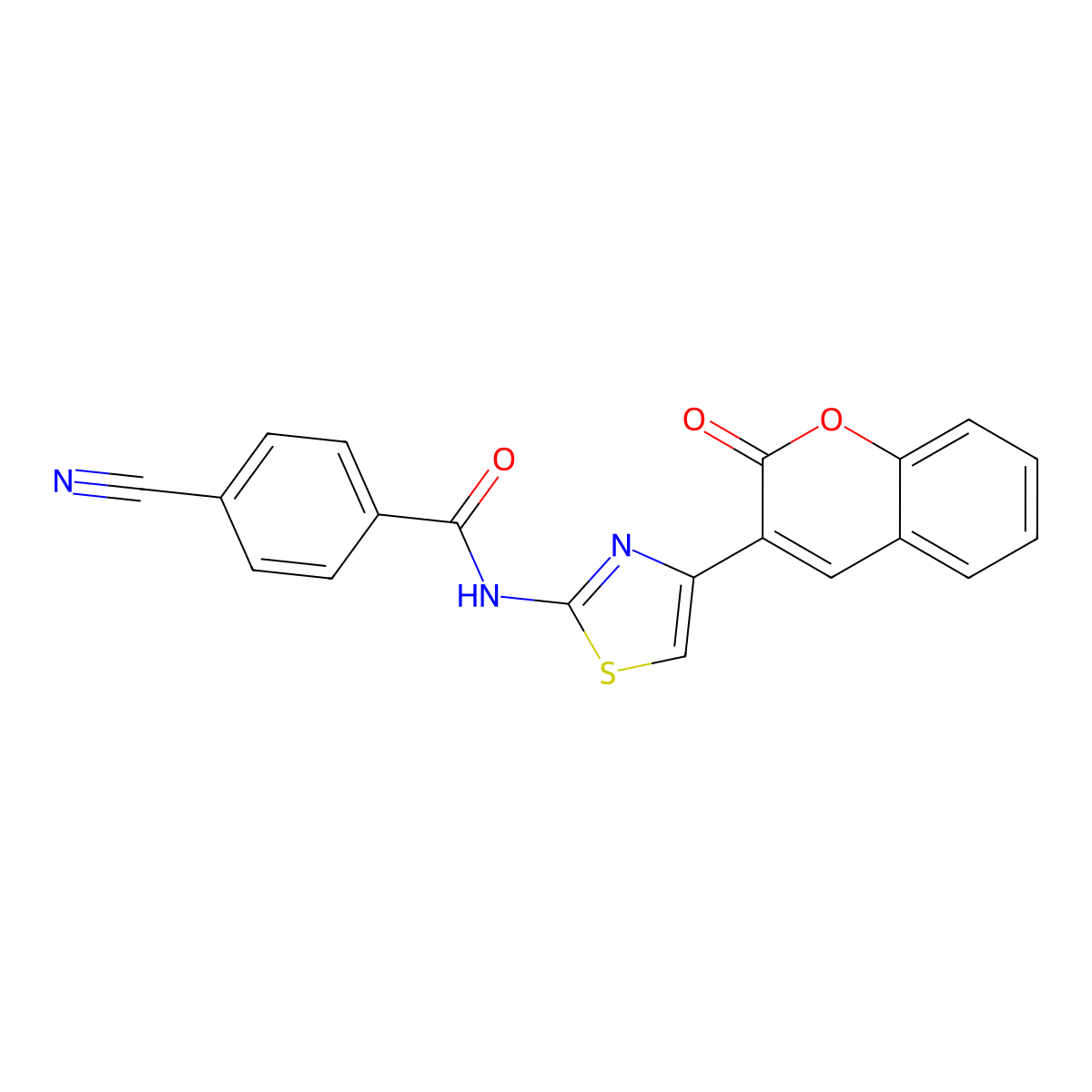 4-cyano-N-(4-(2-oxo-2H-chromen-3-yl)thiazol-2-yl)benzamide molecular structure, CAS 477547-15-2