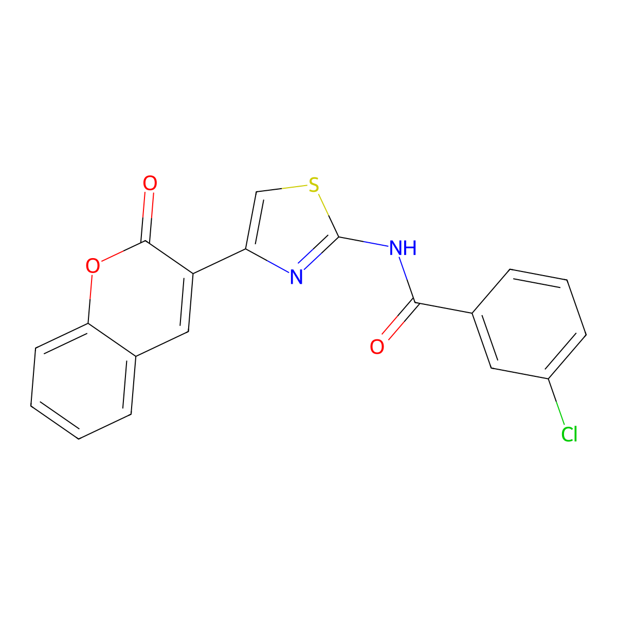 3-chloro-N-(4-(2-oxo-2H-chromen-3-yl)thiazol-2-yl)benzamide molecular structure, CAS 477547-21-0